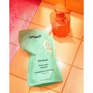 Amika Kure Bond Repair Shampoo 500ml Refill & Forever Friend Reusable Bottle Duo